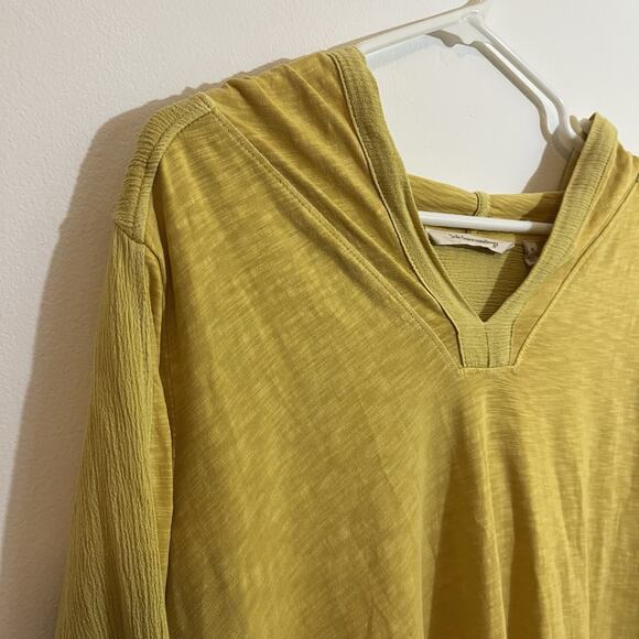 Soft‎ Surroundings XL Organic Cotton Yellow Top Lagenlook Hood Buttons - Picture 7 of 11